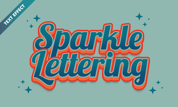 Sparkle lettering editable text effect, retro bold script font, vintage elegant title design