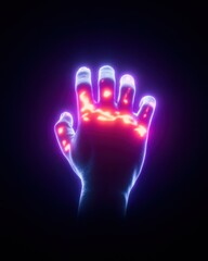 Obraz premium Glow hand symbolizing innovation and technology.