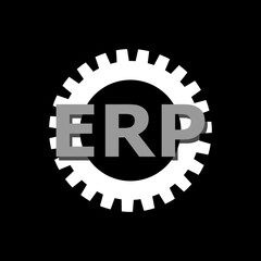 Enterprise resource planning concept ERP icon isolated on black background