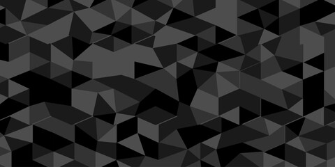 Fototapeta premium Abstract vector low polygon element modern diamond triangle mosaic paper black and gray low polygon web brochure layer space texture background. 