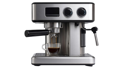 Coffee maker machine, stainless steel, Transparent background, PNG file