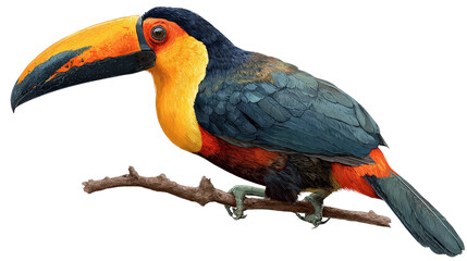 Fototapeta premium Colorful tropical bird Transparent background, PNG file