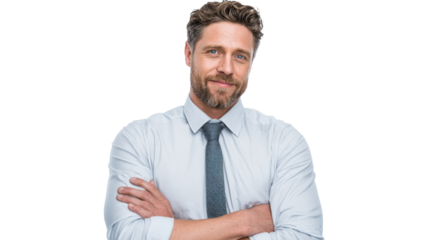 Confident businessman with crossed arms Transparent background, PNG file