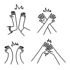 doodle hand with high five gesture collection