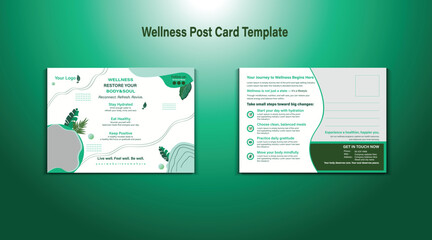 Wellness Postcard Template: A beautifully designed postcard showcasing a wellness center, with elegant design elements and space for information.