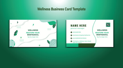 Minimal and professional business card template for wellness, spa, or holistic health branding. Features soft colors, clean layout, and modern typography.