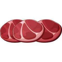 Three Raw Slices of Meat with Marbling on a Transparent Background Pixel Art Style