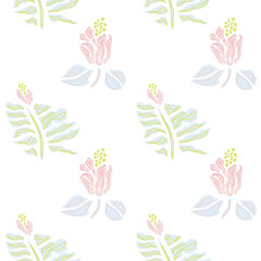 Pastels Botanical Floral Seamless Pattern Design