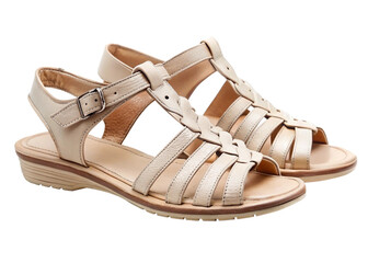 Beige Gladiator sandals for Comfort and Relaxation on white Background