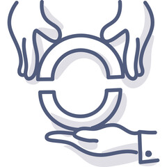 Two Hands Coming Together to Complete a Circular Puzzle Element in a Conceptual Graphic Representation of Connection and Collaboration