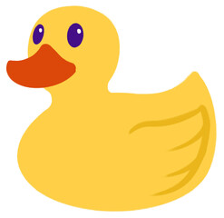 Yellow Rubber Duck Illustration With Orange Beak Purple Eyes And Transparent Background