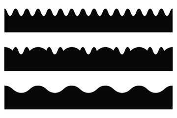 Set of scalloped borders, scalloped border set, scalloped border edge set. vector illustration.