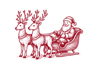 Santa Claus hand drawn simple engraved vector illustration