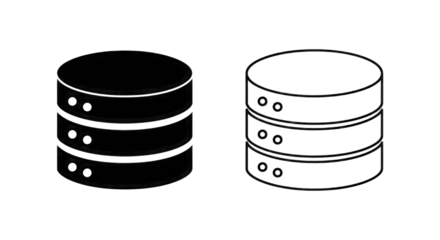 Two Stacked Database Icons Outline storage server isolated on a transparent background