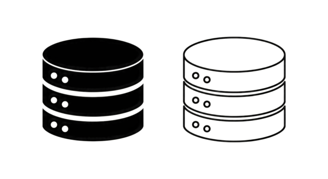Two Stacked Database Icons Outline storage server isolated on a transparent background