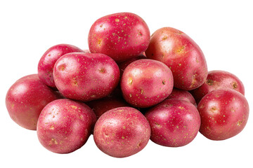 Obraz premium A Pile of Whole Raw Red Potatoes Isolated on transparent background Remove png, Clipping Path, pen tool