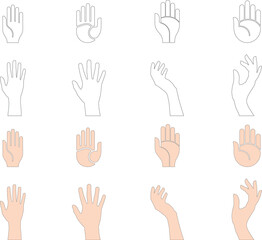 Black vector silhouette of a human hand icon on a white background. Simple minimal flat design, clean lines, isolated shape, high contrast, modern vector illustration for logo, sign, or app icon.