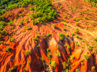 Red clay terrain Kokkinopilos Preveza near Preveza city, in Epirus region, Greece.