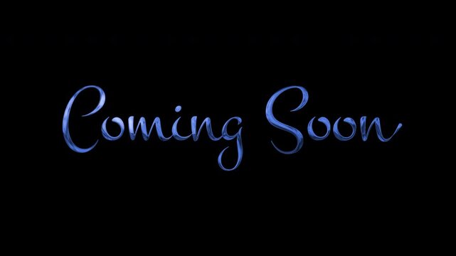 Coming soon text in elegant cursive font, ideal for promotional materials, website banners, social media posts, and event announcements.