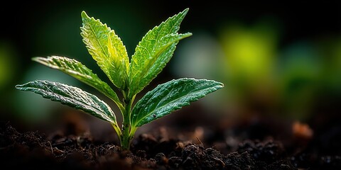 Close-up of a seedling growing on the ground