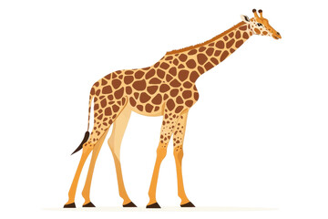 Obraz premium A colorful flat style illustration of a giraffe, isolate on white background, playful design. PNG