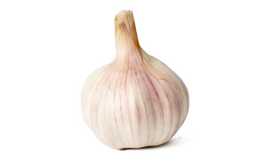 High-resolution photograph of fresh garlics isolate on white, taken with a high-resolution 45MP camera
