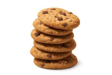 Stacked chocolate chip cookies offering a sweet snack and delicious dessert. Food with a transparent background