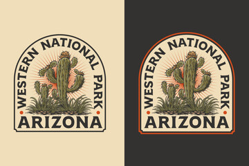 Cactus plant retro badge logo vector design set for cowboy desert and wild west nature themes. Western vintage emblem logo graphic. Country plant illustration label element designs