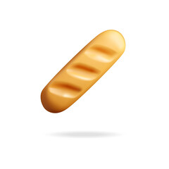 Golden Brown French Baguette Bread Loaf With Three Horizontal Score Marks And Soft Shadow On Transparent Background