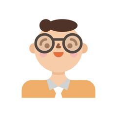 Pixel Art Portrait of a Cheerful Young Man Wearing Round Glasses and a Collared Shirt with a Sweater