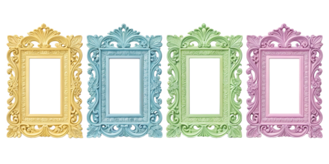 Pastel picture frames, ornate frames, vintage frame set, baroque frame clipart, decorative photo frames, pastel frame bundle, colorful ornate frames, rococo frame design, antique style frames, digital