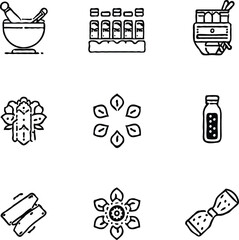 Clean black and white vector illustration of icons likeg gtm.eps