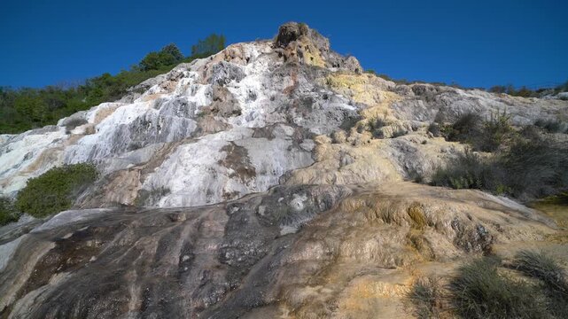 Parco naturale dei Mulini, public park with hot springs and dismantled system of grain mills at Bagno Vignoni, town in the province of Siena, Italy	