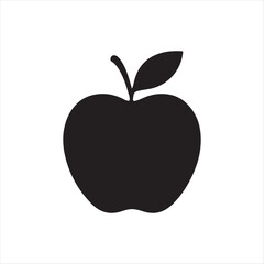 Bold Black Apple Silhouette Isolated on White Backdrop Fresh Fruit Healthy Food Symbolic Icon Modern Simple Design