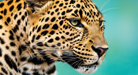 Fototapeta premium Majestic Leopard Portrait with Detailed Fur and Intense Eyes