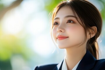 微笑みを浮かべる日本人の新入社員