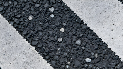 Close-up of rough, dark gray asphalt texture, perfect for backgrounds and design