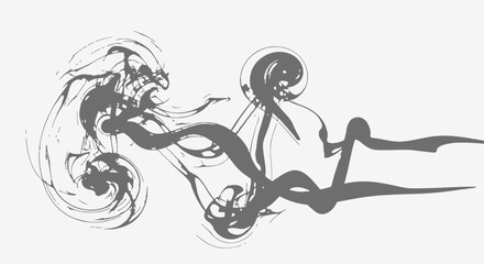 Fototapeta premium Abstract swirling ink strokes vector art scalable illustration for dynamic designs