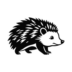 Cute cartoon hedgehog illustration in flat style. Adorable woodland animal with spines and happy face. Vector design isolated on white background