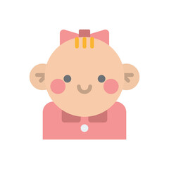 Pixel Art Style Baby Girl Wearing Pink Bow and Dress with Transparent Background Celebrating New Life and Joyful Occasion