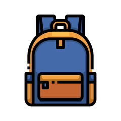 Pixel Art Style Blue Backpack with Orange Accents and Transparent Background Ready for Digital Design Elements