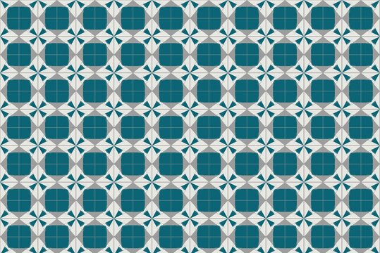 Seamless Geometric Tile Pattern in Teal and Gray for Modern Decor Backgrounds and Wall Art