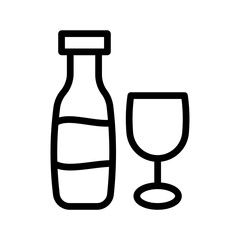 Wine Bottle and Glass Icon Outline Vector