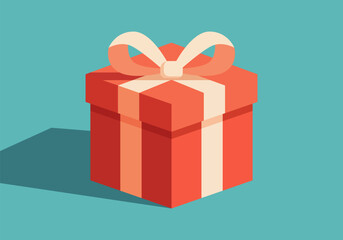 Gift Box with Ribbon Flat Colored Icon Set for Holiday Celebration and Birthday Party Design