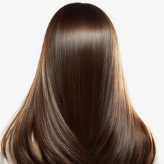 Fototapeta premium This image features long straight brown hair with a shiny and sleek appearance, showcasing smooth texture and a well - groomed look.