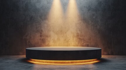 Illuminated Stage with Spotlights and Smoke for Presentations.