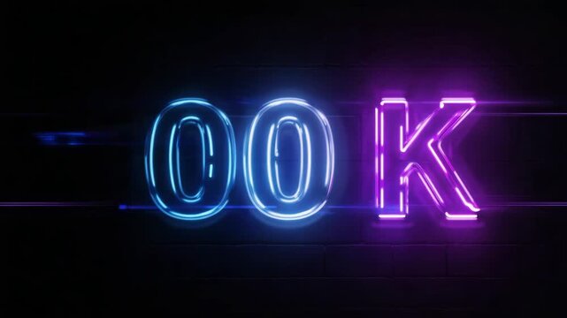 glowing neon text 100k on black background. milestone achievement for social media celebrations like reaching 100,000 followers.