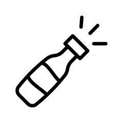 Popping Champagne Bottle Icon Celebration & Party Outline Vector