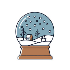 A charming illustration depicts a snow globe with a miniature winter scene, including a house, trees, and a cheerful snowman, all under a snowfall.