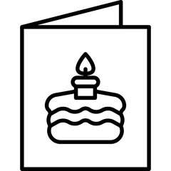 Birthday Card Icon Featuring a Cake with a Lit Candle and a Transparent Background